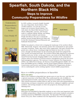 Spearfish, South Dakota, and the Northern Black Hills Steps to Improve Community Preparedness for Wildfire