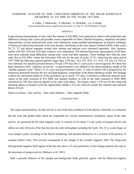 Periodicities in Solar Radio Data Observed at 810 Mhz in Years 1957