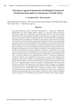 First Insect Agents Evaluated for the Biological Control of Parthenium Hysterophorus (Asteraceae) in South Africa