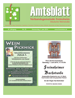 Amtsblatt Verbandsgemeinde Freinsheim Deutsche Weinstraße
