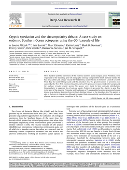 Cryptic Speciation and the Circumpolarity Debate a Case Study