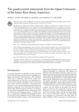 The Gaudryceratid Ammonoids from the Upper Cretaceous of the James Ross Basin, Antarctica
