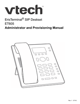 Eristerminal SIP Deskset ET605 Administrator and Provisioning Manual