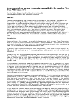 Assessment of Sea Surface Temperatures Provided in the Coupling Files from ARPEGE and IFS