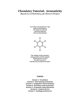 Chemistry Tutorial: Aromaticity Based on a Chemistry 14C Honors Project