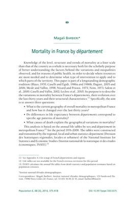 Mortality in France by Département