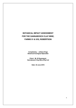 Botanical Impact Assessment for the Gannabosch Clay Mine