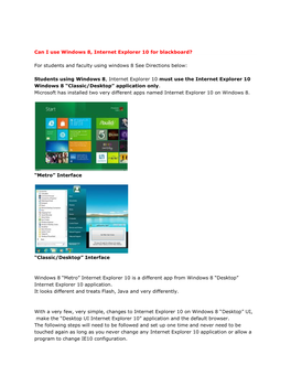 Can I Use Windows 8, Internet Explorer 10 for Blackboard? For