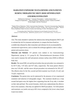 Radiation Exposure to Examiners and Patients