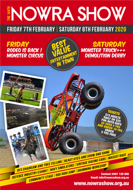 Nowra Show Program 2020 2 Nowra Show Program 2020 MONSTER TRUCK and CIRCUS SPONSORED BY