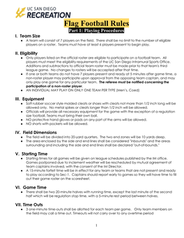 Flag Football Rules Part 1: Playing Procedures I