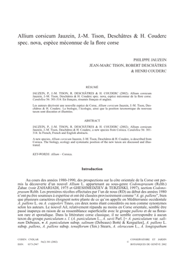 Allium Corsicum Jauzein, J.-M. Tison, Deschâtres & H. Couderc Spec