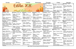 Meal Calendar