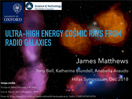 James Matthews Tony Bell, Katherine Blundell, Anabella Araudo Hillas Symposium, Dec 2018 Image Credits