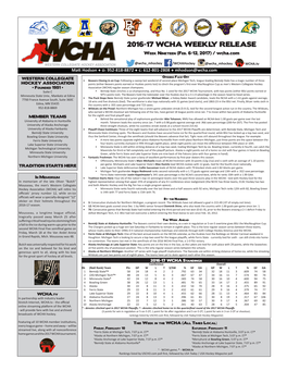 2016-17 WCHA WEEKLY RELEASE Week Nineteen (Feb