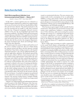 Fatal Vibrio Anguillarum Infection in an Immunocompromised Patient