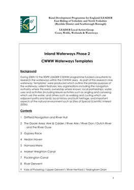 Inland Waterways Phase 2 CWWW Waterways Templates