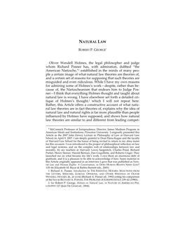 NATURAL LAW Oliver Wendell Holmes, the Legal Philosopher And