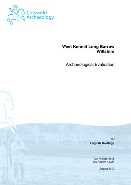 West Kennet Long Barrow Wiltshire Archaeological Evaluation