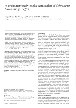 A Preliminary Study on the Germination of Sclerocarya Birrea Subsp. Caffra