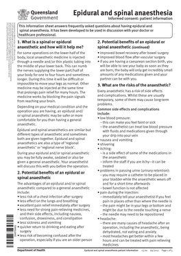 Epidural and Spinal Anaesthesia Informed Consent