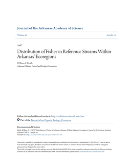 Distribution of Fishes in Reference Streams Within Arkansas' Ecoregions William E