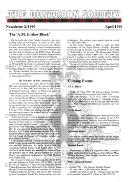 Newsletter 21 1990 April 1990 the 'A.M. Forbes Block' Coming Events