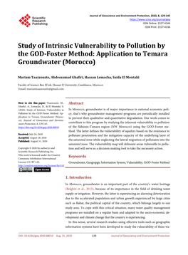 Study of Intrinsic Vulnerability to Pollution by the GOD-Foster Method: Application to Temara Nappe (Morocco)