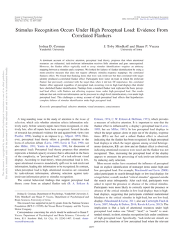 Stimulus Recognition Occurs Under High Perceptual Load: Evidence from Correlated Flankers