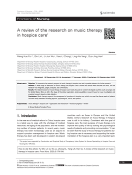A Review of the Research on Music Therapy in Hospice Care†