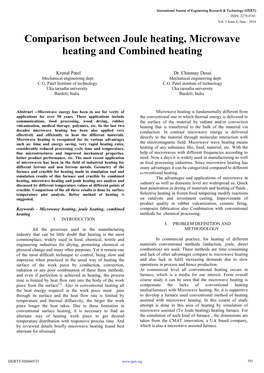 Comparison Between Joule Heating, Microwave Heating and Combined Heating