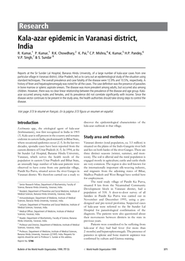 Research Kala-Azar Epidemic in Varanasi District, India R