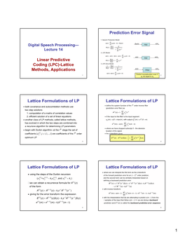 Linear Predictive Coding (LPC)
