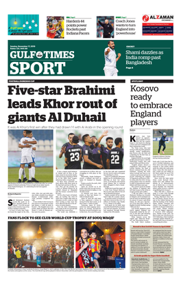 Five-Star Brahimi Leads Khor Rout of Giants Al Duhail