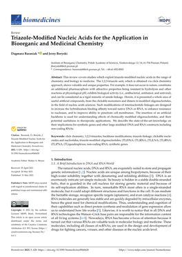 Triazole-Modified Nucleic Acids for the Application in Bioorganic and Medicinal Chemistry