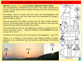 OBSERVATIONAL HEBREW YEAR of MOSES by OP Armstrong July