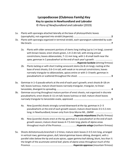 Lycopodiaceae Key & Charts