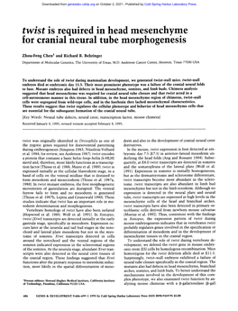 Twist Is Required in Head Mesenchyme for Cranial Neural Tube Morphogenesis