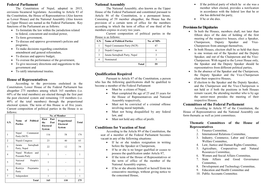 Federal Parliament of Nepal Education Status in the House of Representatives Federal Parliament in Statistics Brief Introduction