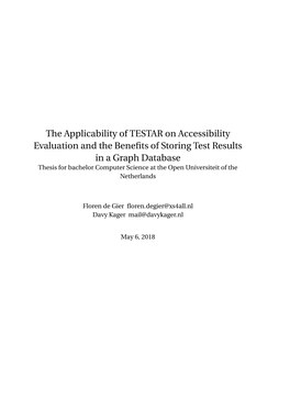 The Applicability of TESTAR on Accessibility Evaluation and The