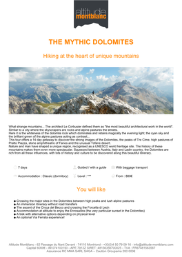 The Mythic Dolomites