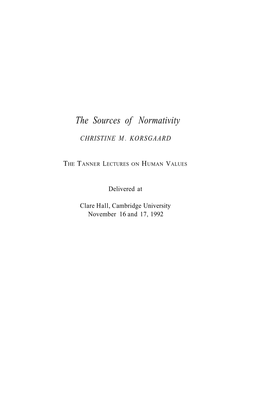 The Sources of Normativity