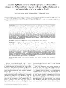 Seasonal Flight and Resource Collection Patterns of Colonies of The