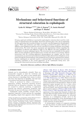 Mechanisms and Behavioural Functions of Structural Coloration in Cephalopods