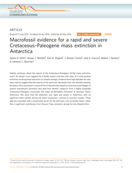 Paleogene Mass Extinction in Antarctica