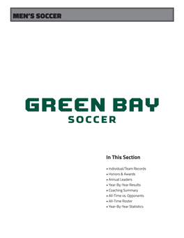 Men's Soccer Green Bay Combined Team Statistics (As of Nov 11, 2017) All Games