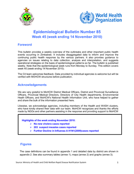 Epidemiological Bulletin Number 85 Week 45 (Week Ending 14 November 2010)