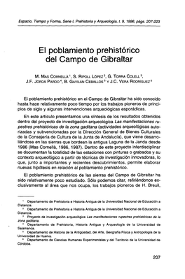 El Poblamiento Prehistórico Del Campo De Gibraltar