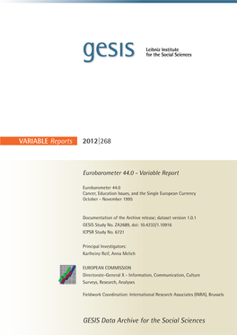 Eurobarometer 44.0 - Variable Report