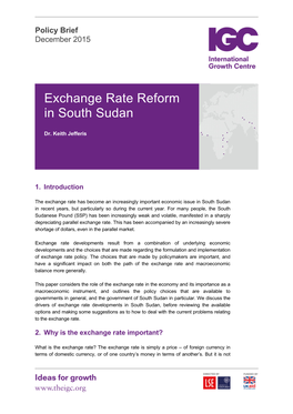 Exchange Rate Reform in South Sudan?